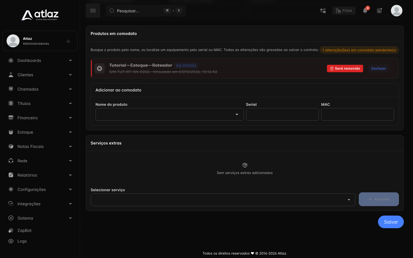 Item marcado como Será removido