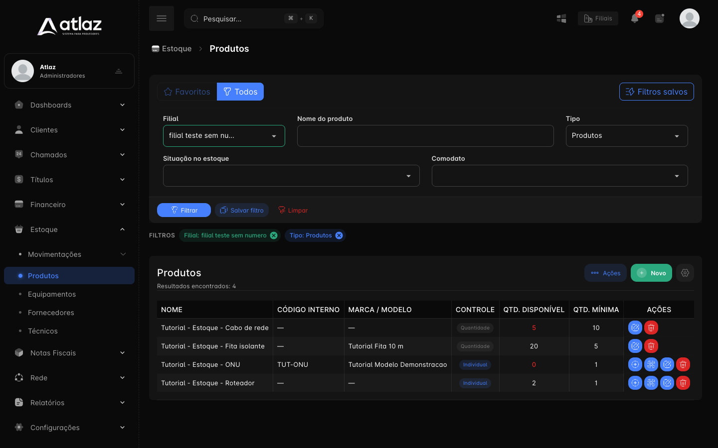 Produto novo na lista, com controle por quantidade e saldo 20